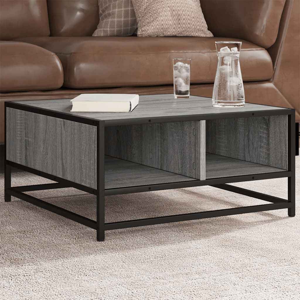 JUNG Vida Couchtisch Grau Sonoma 60,5x60,5x30 cm Holzwerkstoff und Metall