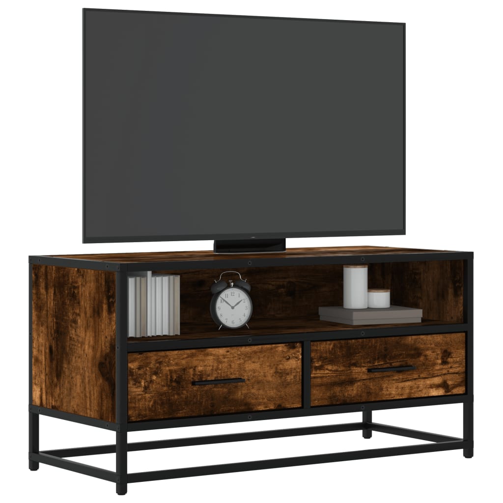 JUNG Vida TV-Schrank Räuchereiche 80x34,5x40 cm Holzwerkstoff und Metall