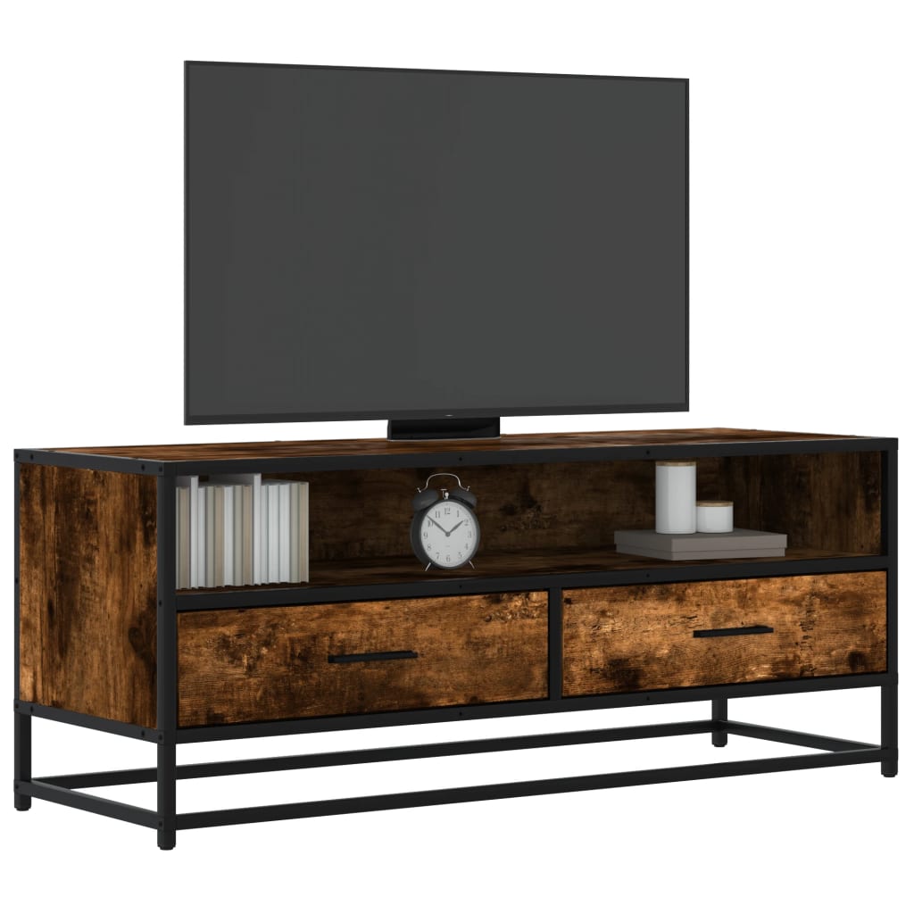 JUNG Vida TV-Schrank Räuchereiche 100x34,5x40 cm Holzwerkstoff und Metall