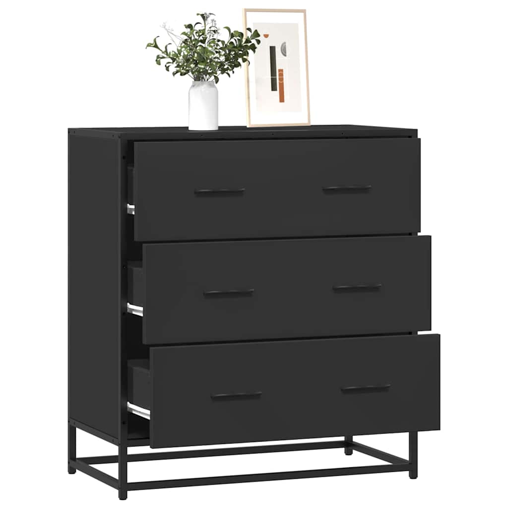 JUNG Vida Sideboard Schwarz 68x35x76 cm Holzwerkstoff und Metall