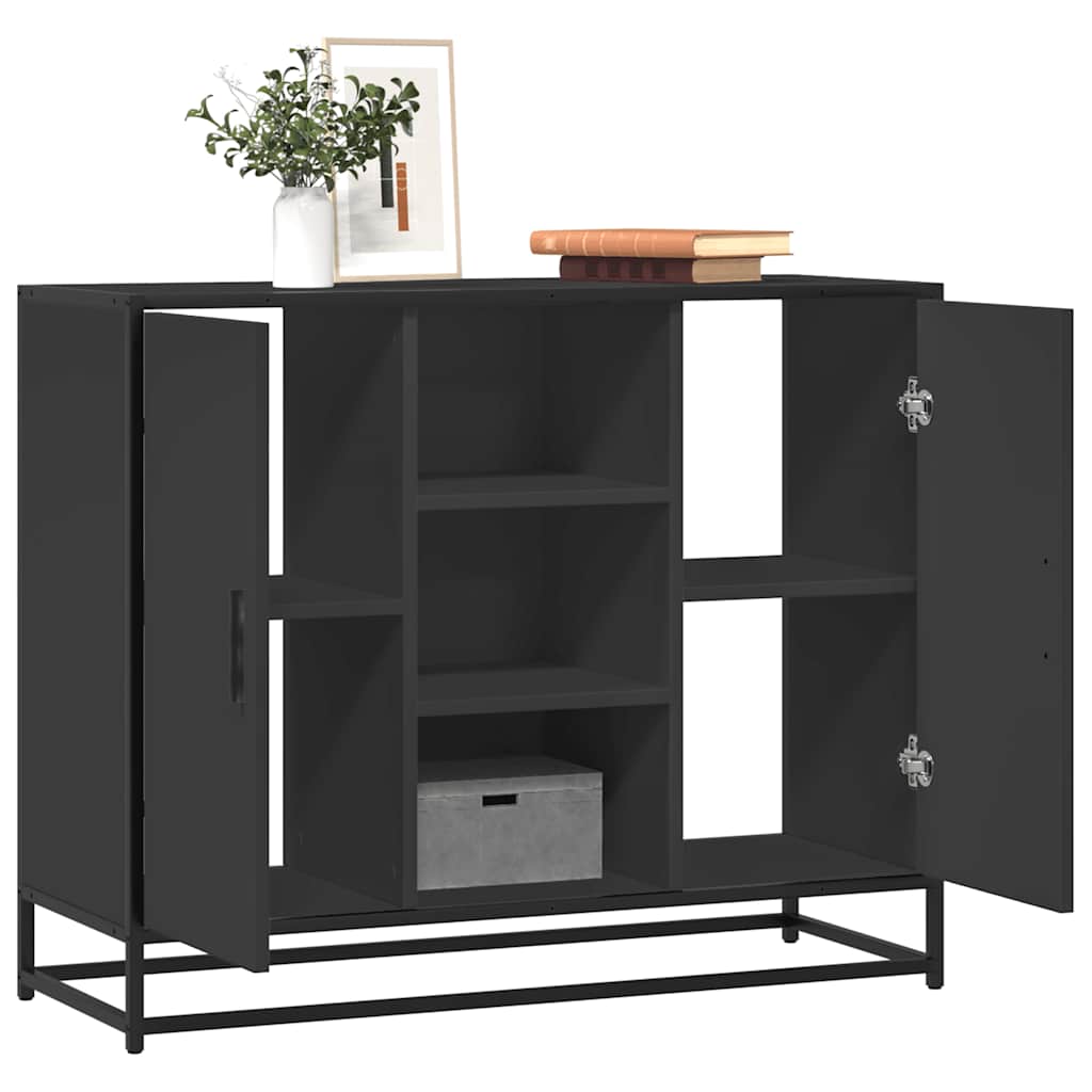JUNG Vida Sideboard Schwarz 92x35x76 cm Holzwerkstoff