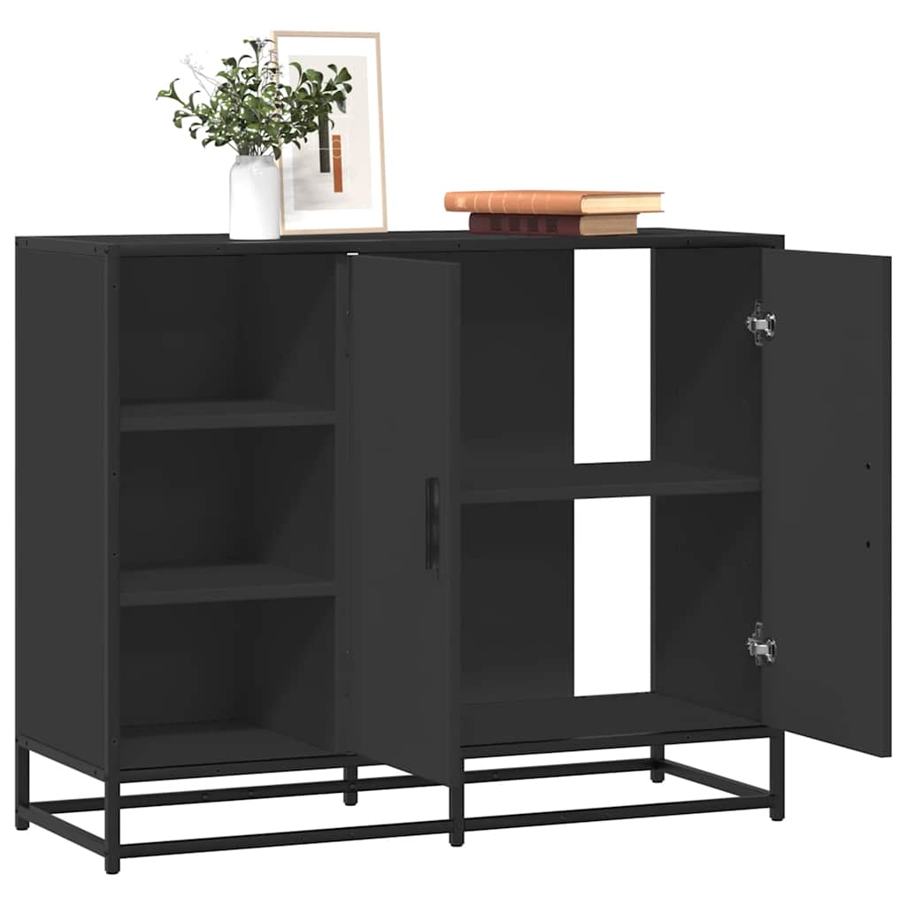 JUNG Vida Sideboard Schwarz 92x35x76 cm Holzwerkstoff