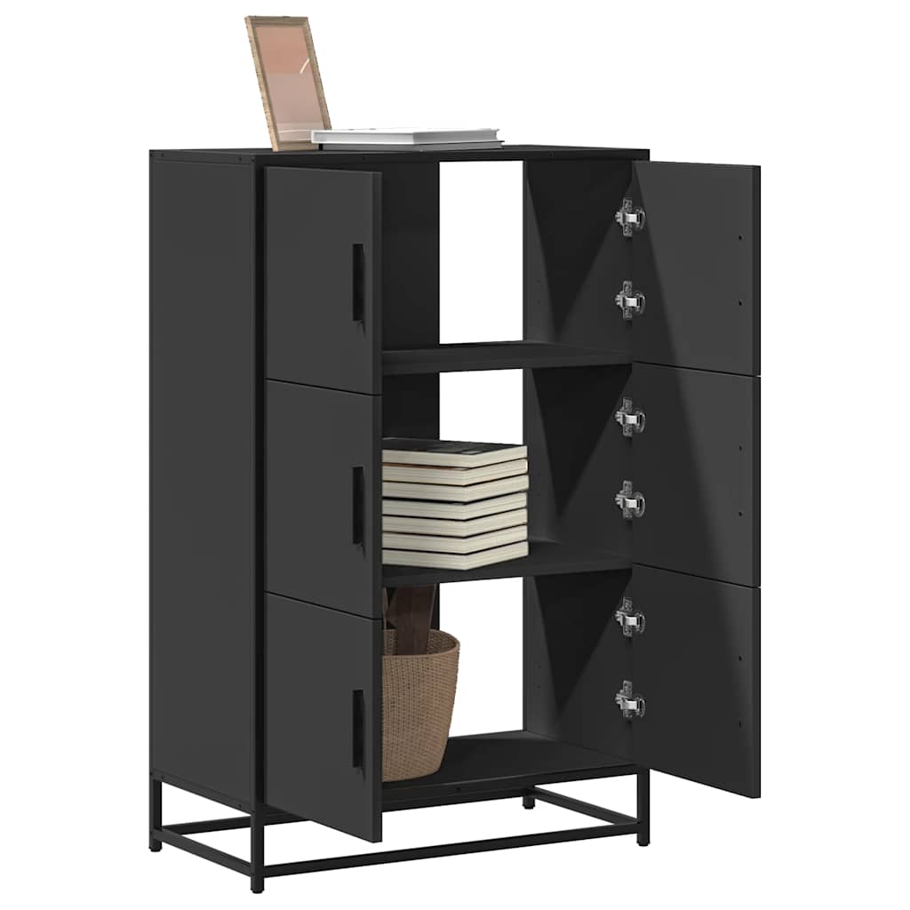 JUNG Vida Highboard Schwarz 68x35x106,5 cm Holzwerkstoff und Metall