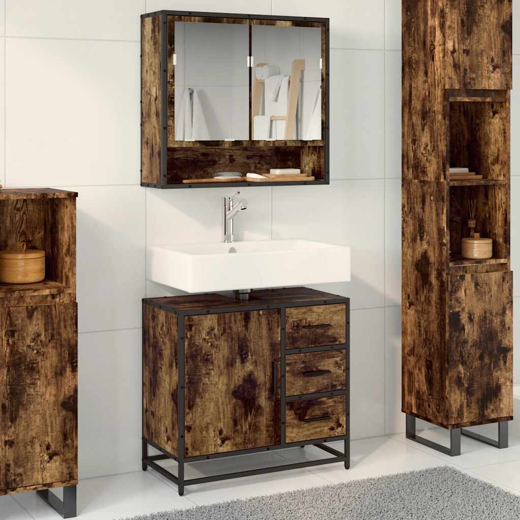JUNG Vida Waschbeckenunterschrank Räuchereiche 65x33x60 cm Holzwerkstoff