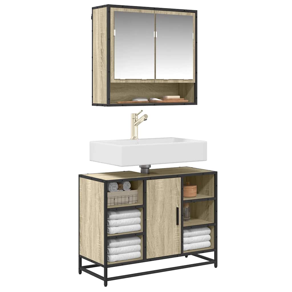 JUNG Vida Badezimmer-Waschbeckenschrank Sonoma-Eiche 80 x 33 x 60 cm Holzwerkstoff