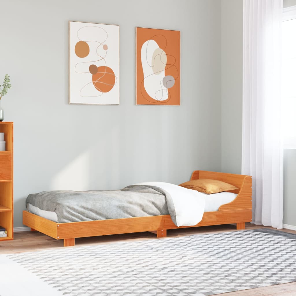 JUNG Vida Massivholzbett ohne Matratze Wachsbraun 75x190 cm Kiefernholz