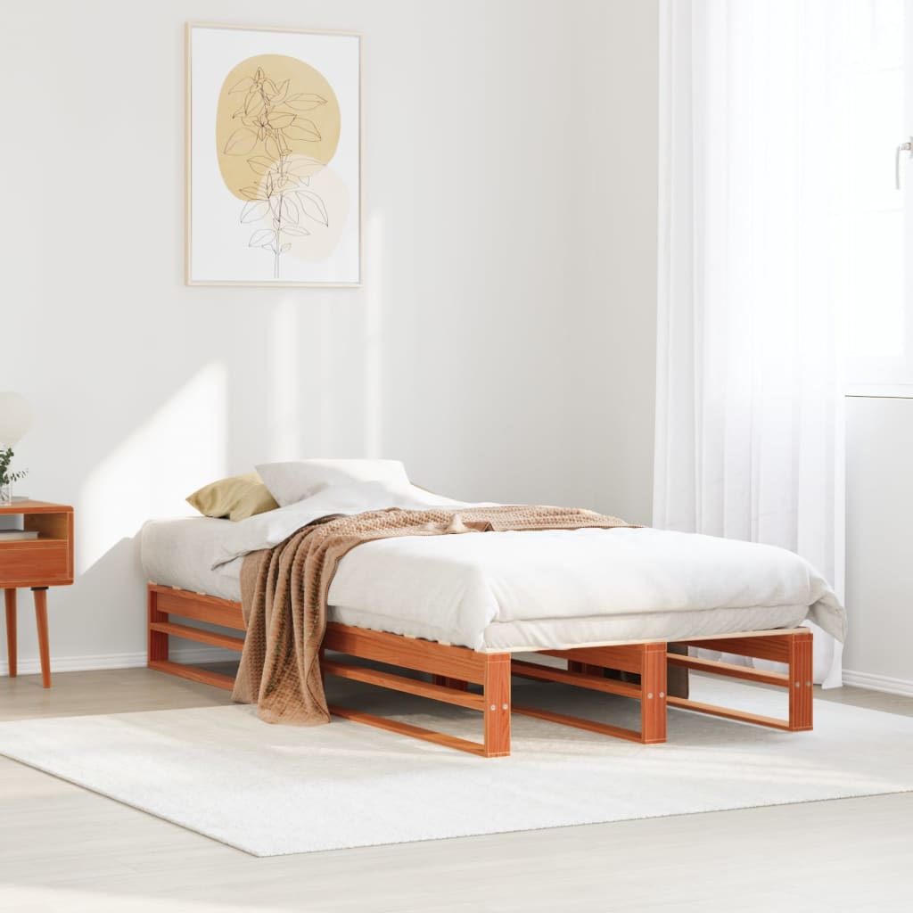 JUNG Vida Massivholzbett ohne Matratze Wachsbraun 75x190 cm Kiefernholz