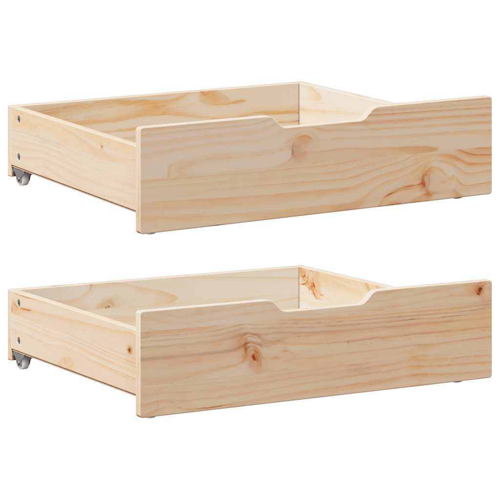 JUNG Vida Bettschubladen mit Rollen 2 Stk. 65x55x17 cm Massivholz Kiefer