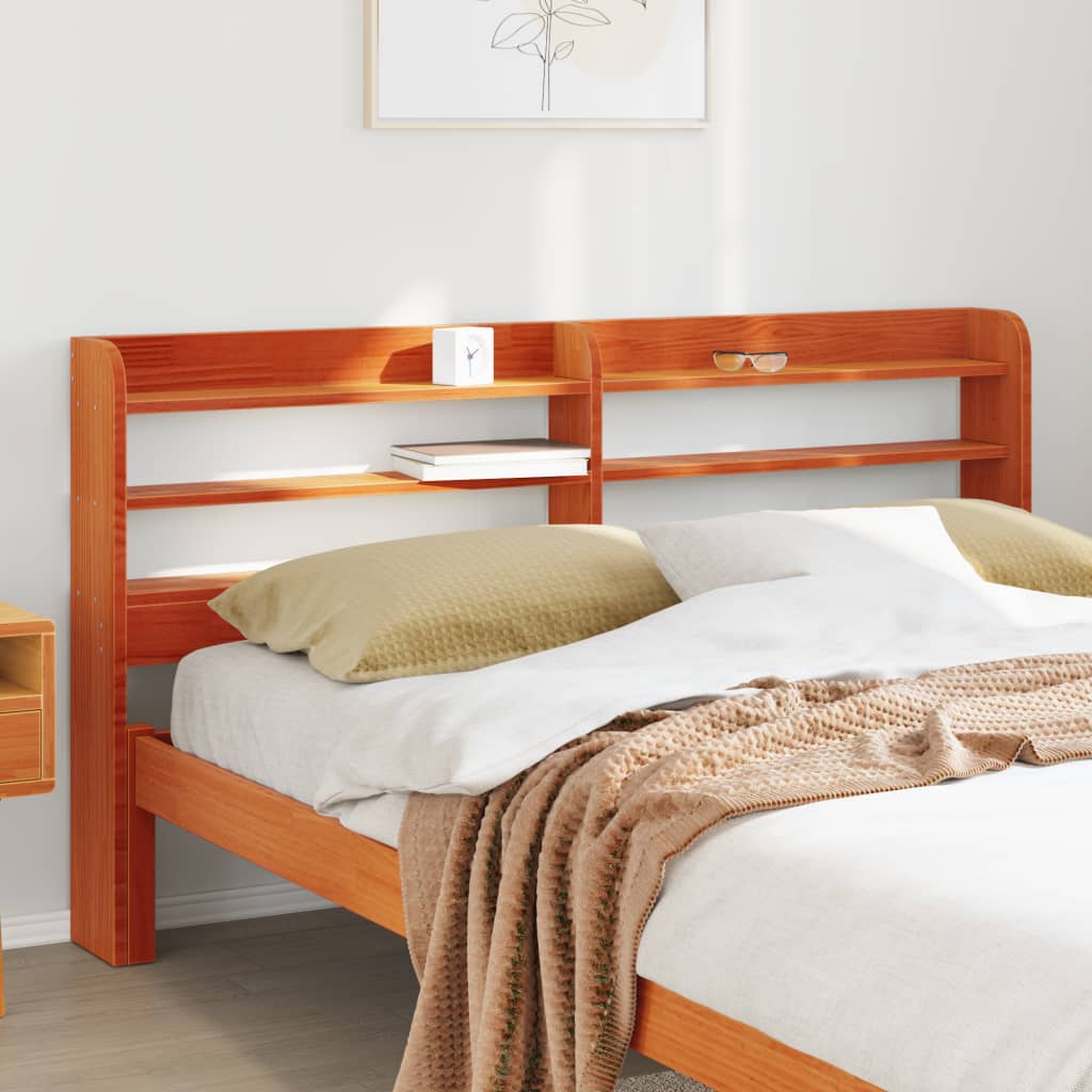 JUNG Vida Kopfteil mit Ablagen Wachsbraun 120 cm Massivholz Kiefer