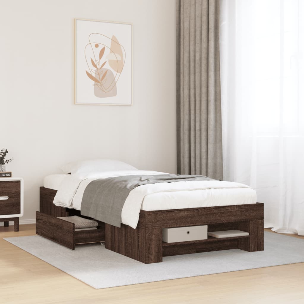 JUNG Vida Bettgestell ohne Matratze Braun Eiche 100x200 cm Holzwerkstoff