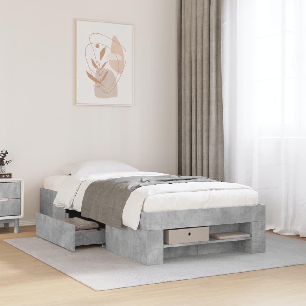 JUNG Vida Bettgestell Betongrau 90x200 cm Holzwerkstoff