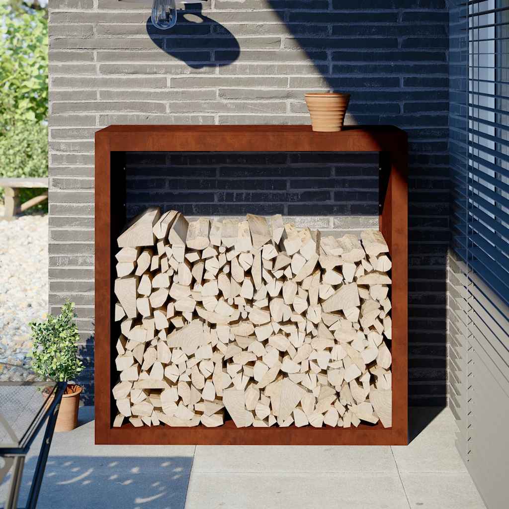 JUNG Vida Brennholzregal 100x40x100 cm Wetterfester Stahl