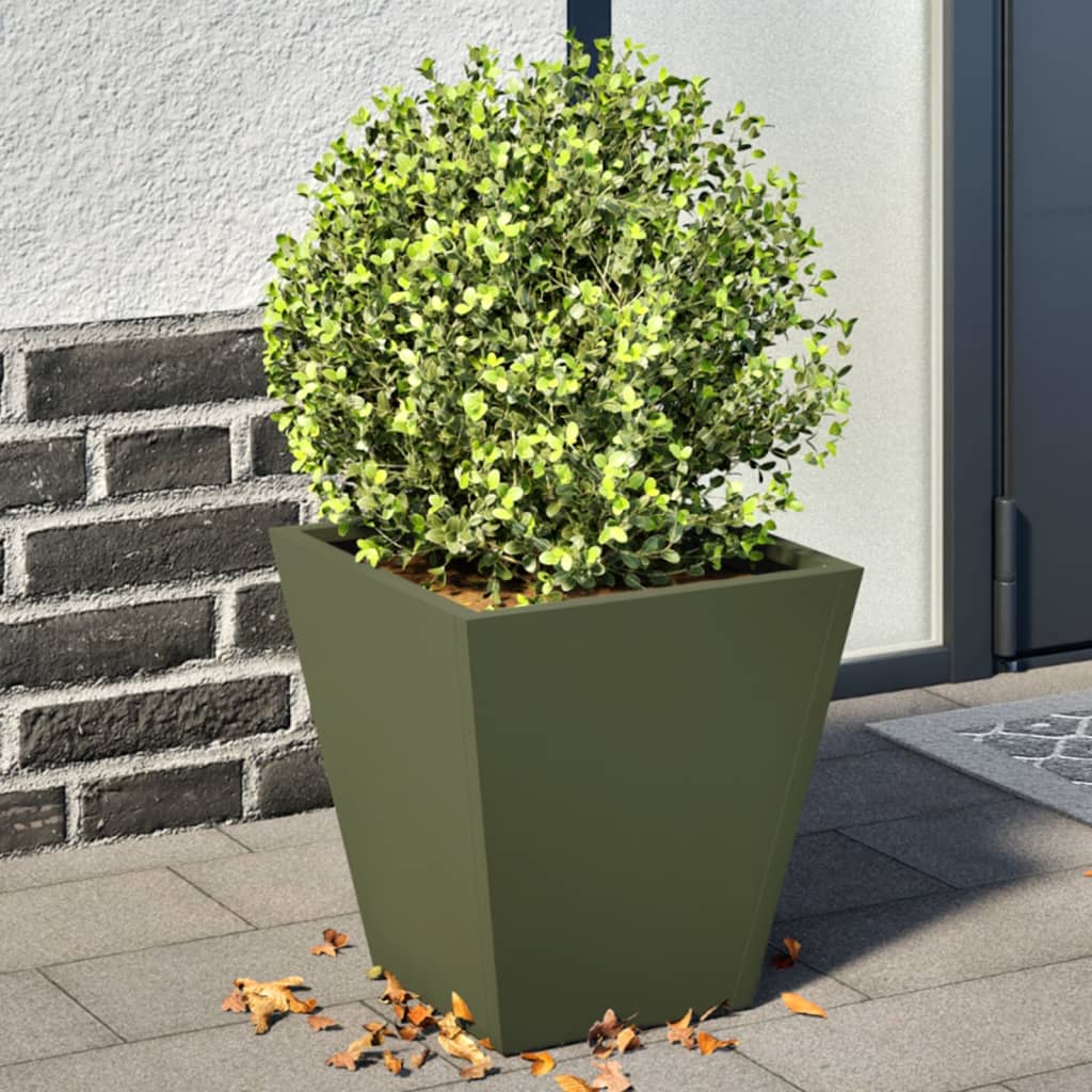 JUNG Vida Pflanzkübel 2 Stk. Olivgrün 30x30x30 Stahl