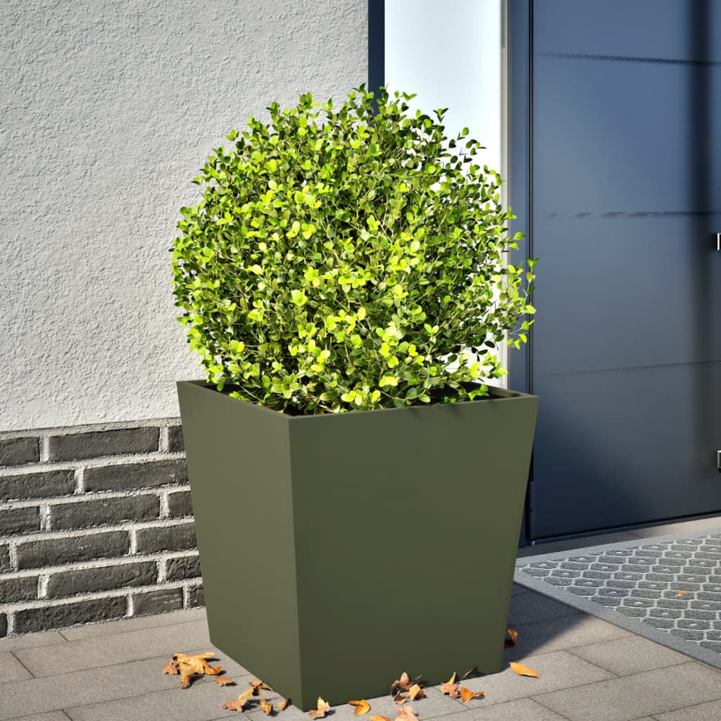JUNG Vida Pflanzkübel Olivgrün 50x50x50 Stahl