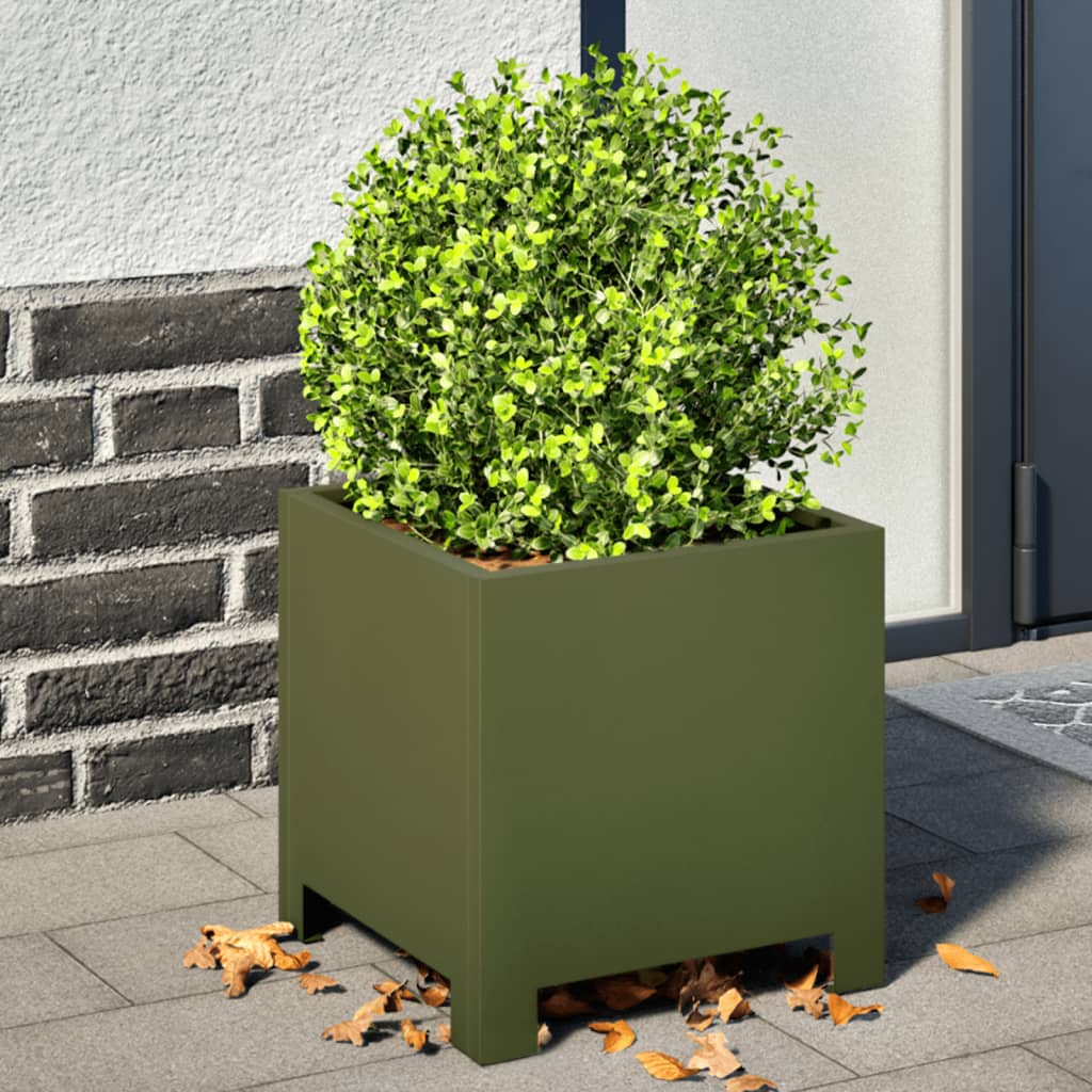 JUNG Vida Pflanzkübel Olivgrün 30x30x30 Stahl