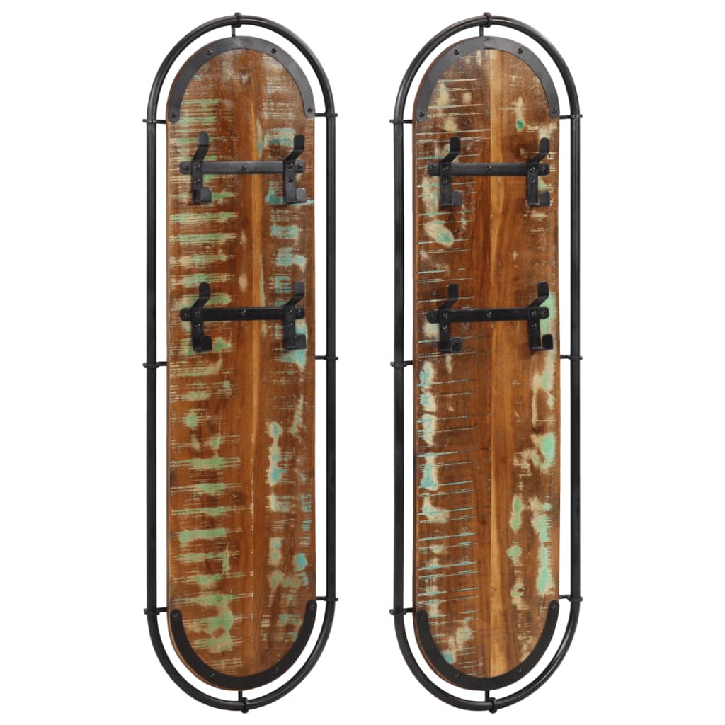 JUNG Vida Wandgarderoben mit 4 Haken 2 Stk. Altholz Massiv