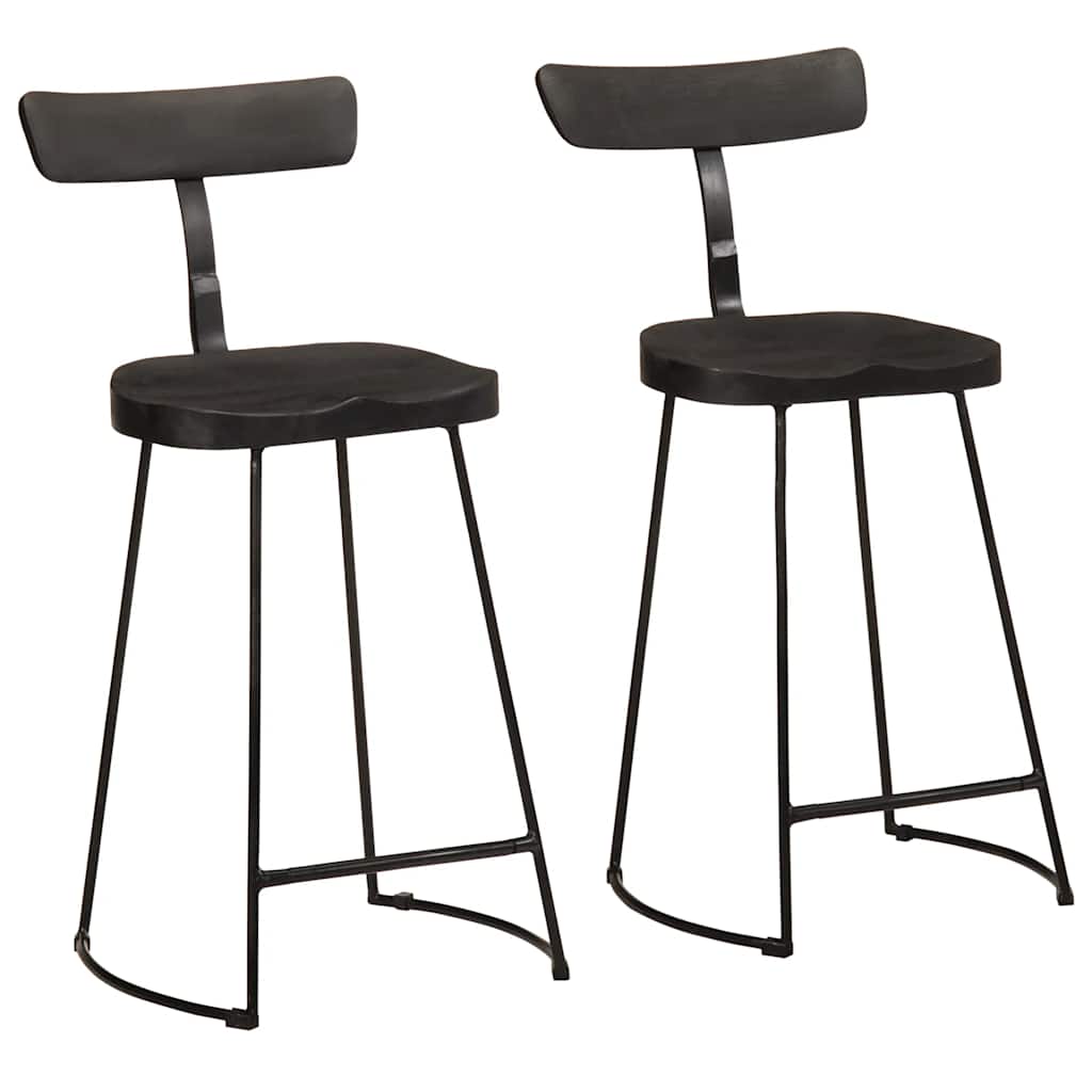 JUNG Vida Barhocker 2 Stk. Schwarz 49x43x88 cm Mango Massivholz