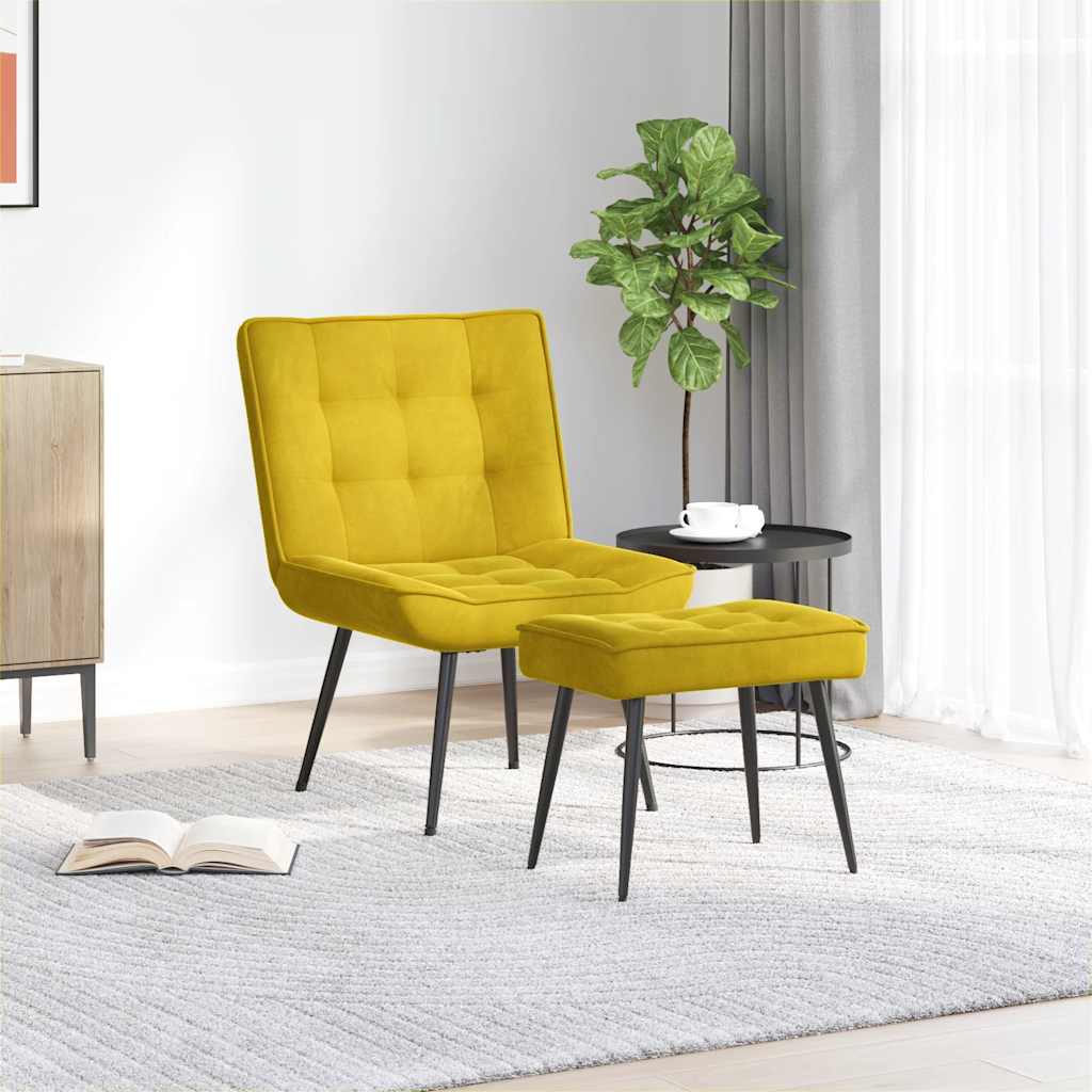 JUNG Vida Relaxsessel mit Hocker Gelb Samt