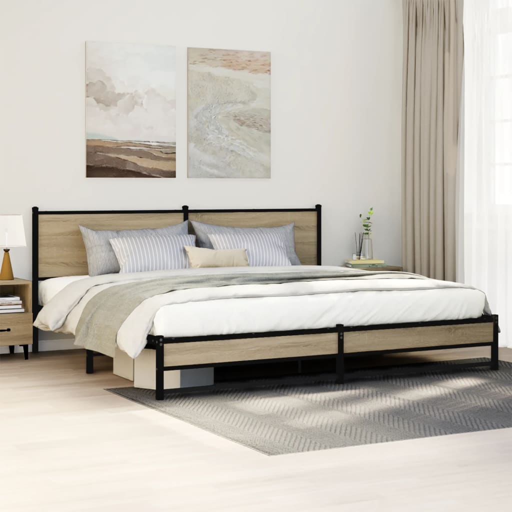 JUNG Vida Metallbett ohne Matratze Sonoma-Eiche 200x200 cm