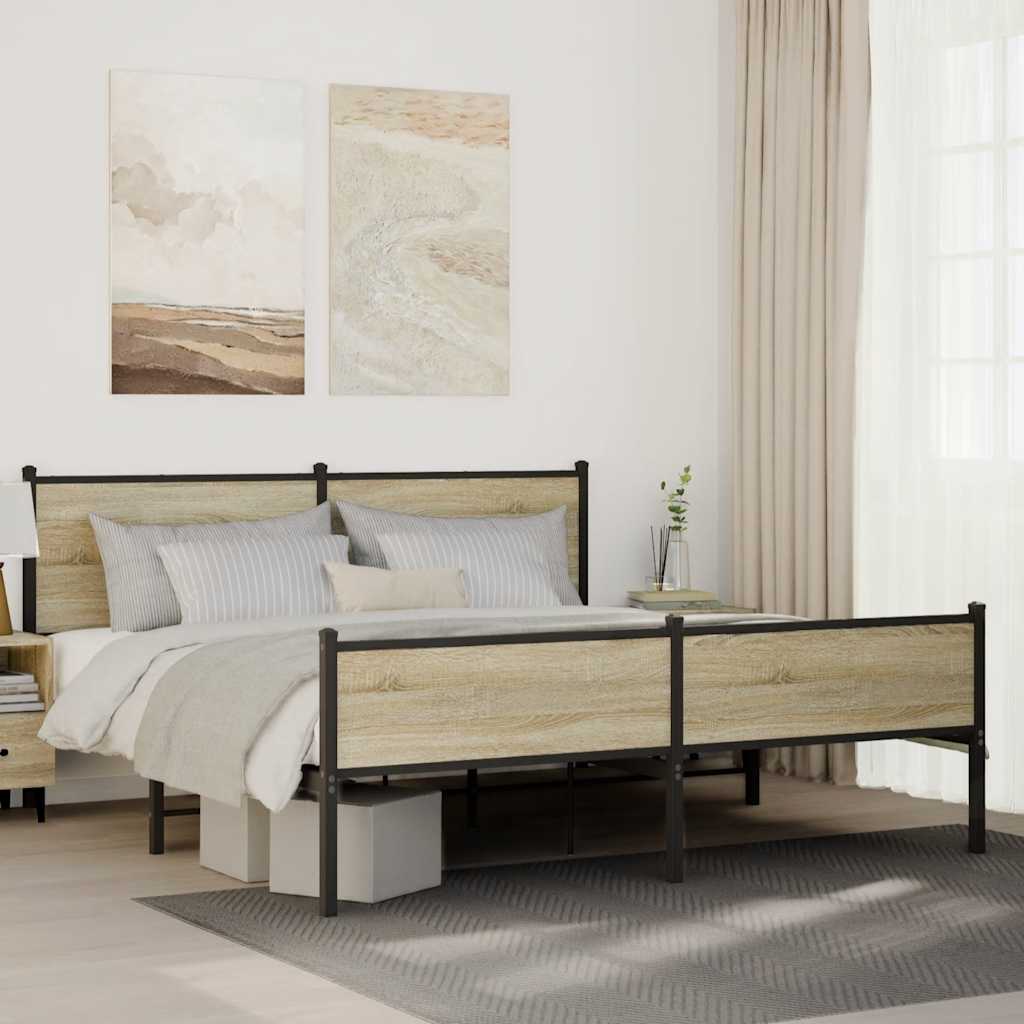 JUNG Vida Metallbett ohne Matratze Sonoma-Eiche 160x200 cm
