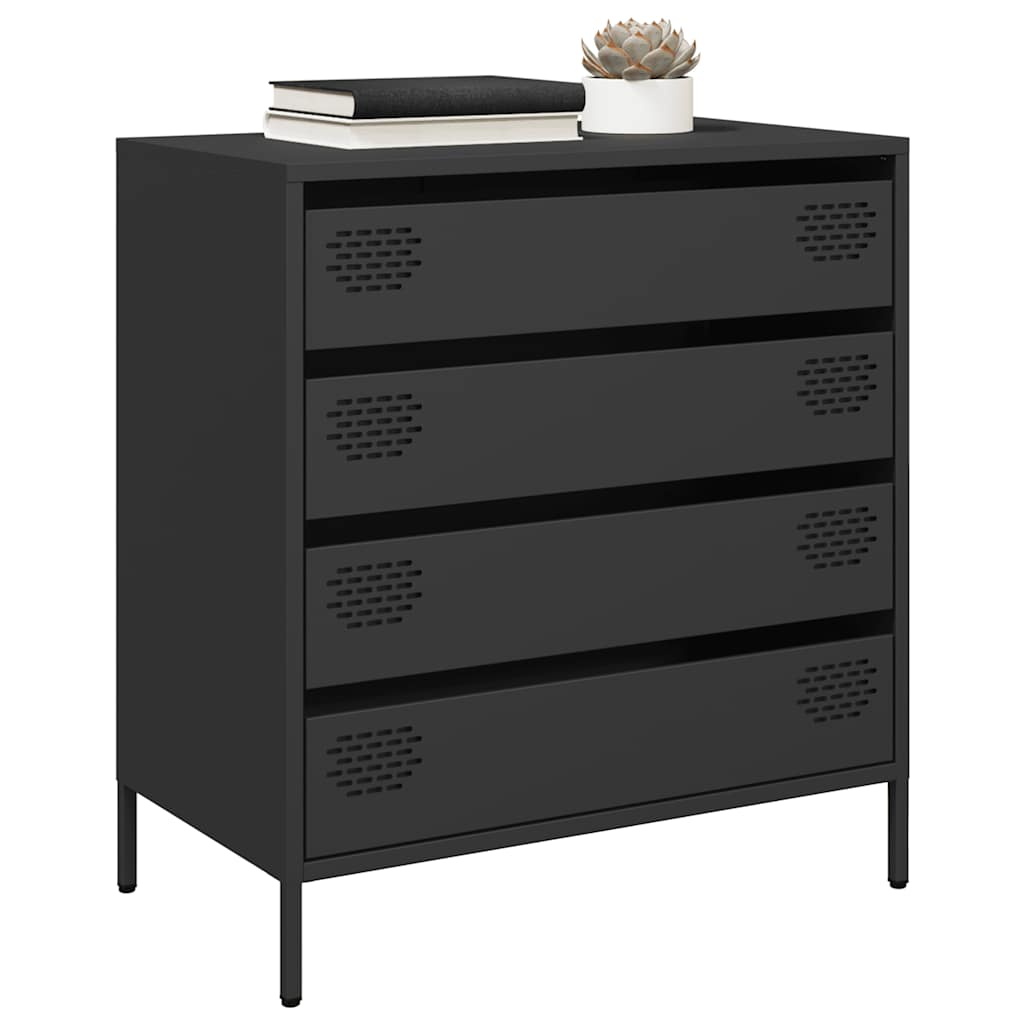 JUNG Vida Sideboard Schwarz 68x39x73,5 cm Kaltgewalzter Stahl