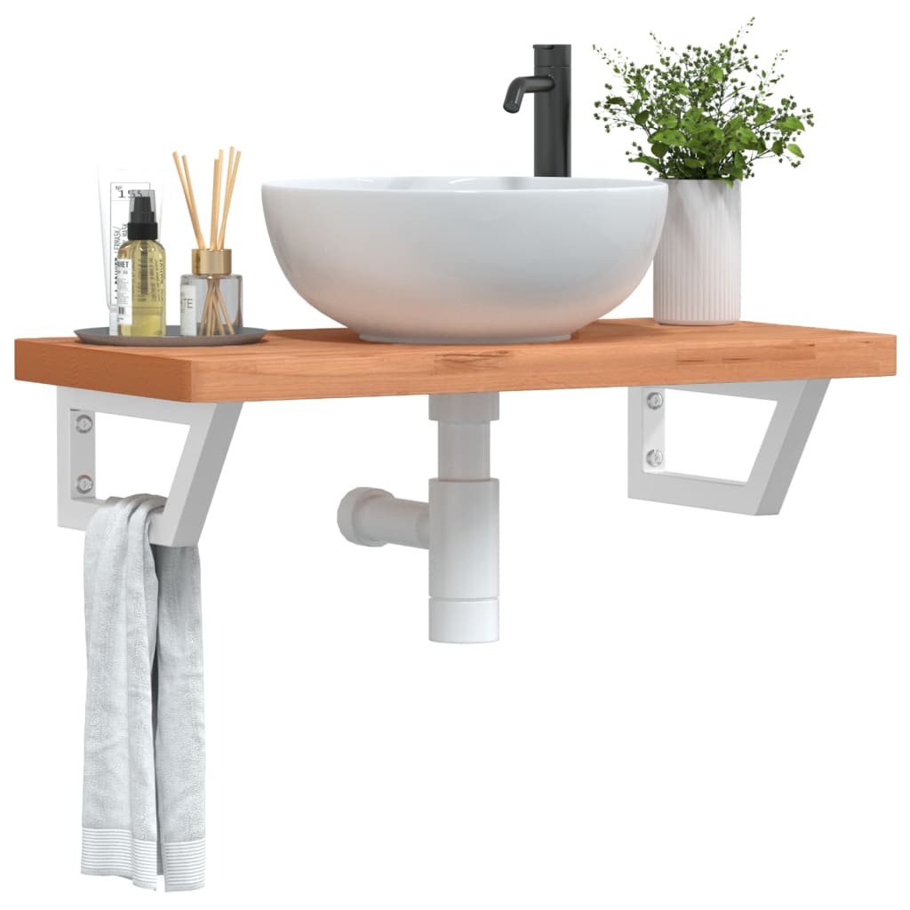 JUNG Vida Waschbeckenregal Wandmontage Stahl und Massivholz Buche