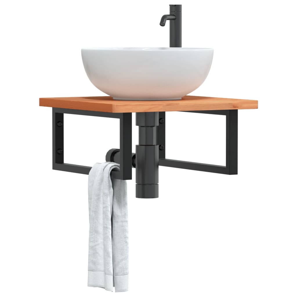 JUNG Vida Waschbeckenregal Wandmontage Stahl und Massivholz Buche