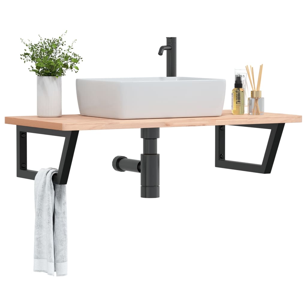 JUNG Vida Waschbeckenregal Wandmontage Stahl und Massivholz Buche