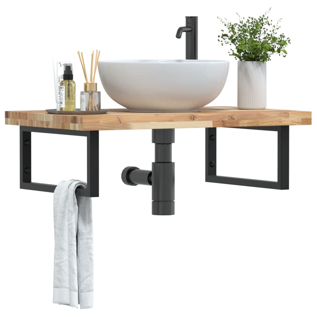 JUNG Vida Waschbeckenregal Wandmontage Stahl und Akazienholz