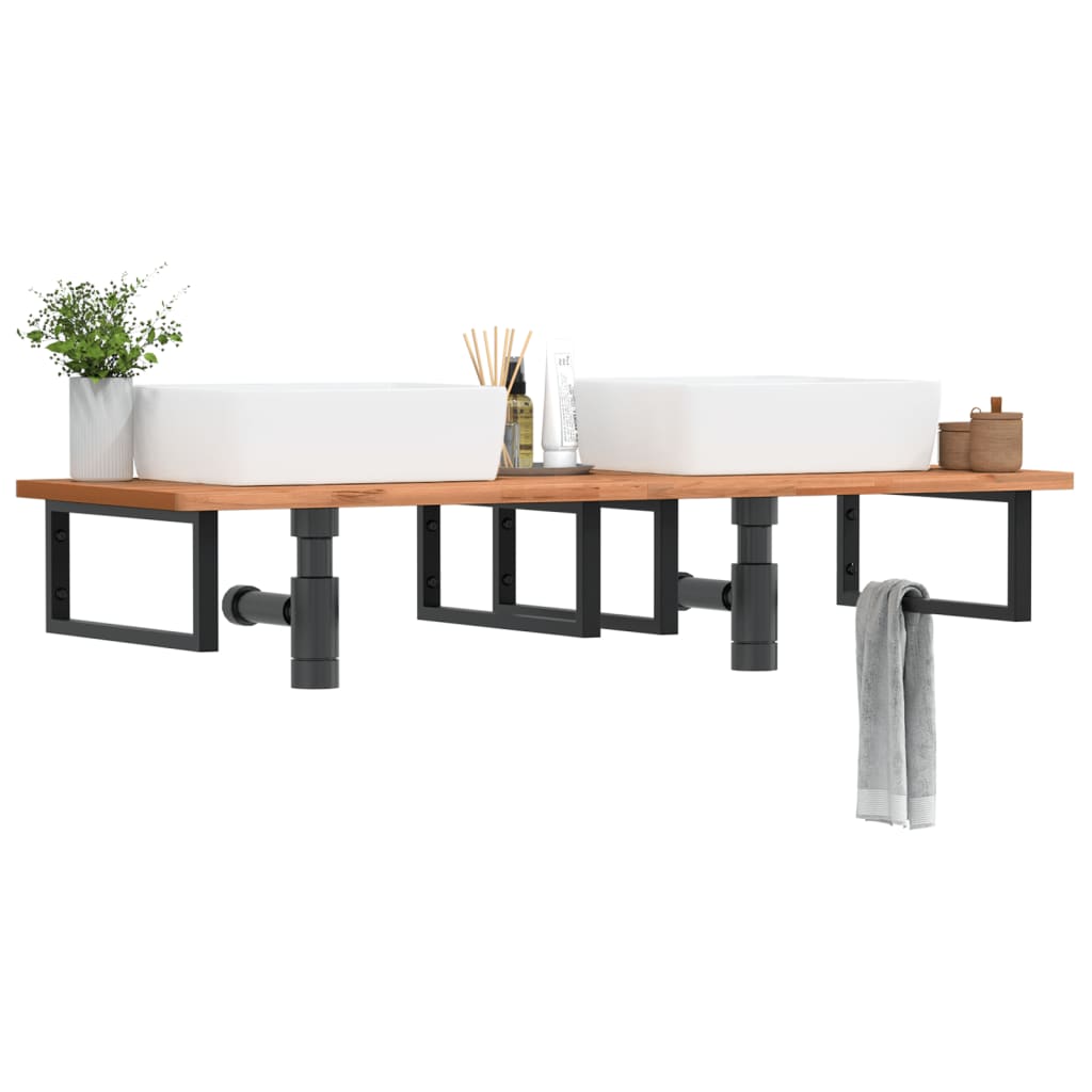 JUNG Vida Waschbeckenregal Wandmontage Stahl und Massivholz Buche