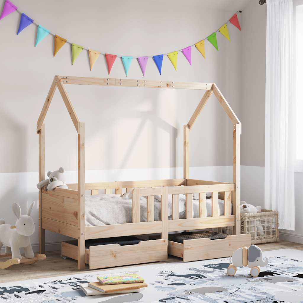 JUNG Vida Kinderbett mit Schubladen 70x140 cm Massivholz Kiefer
