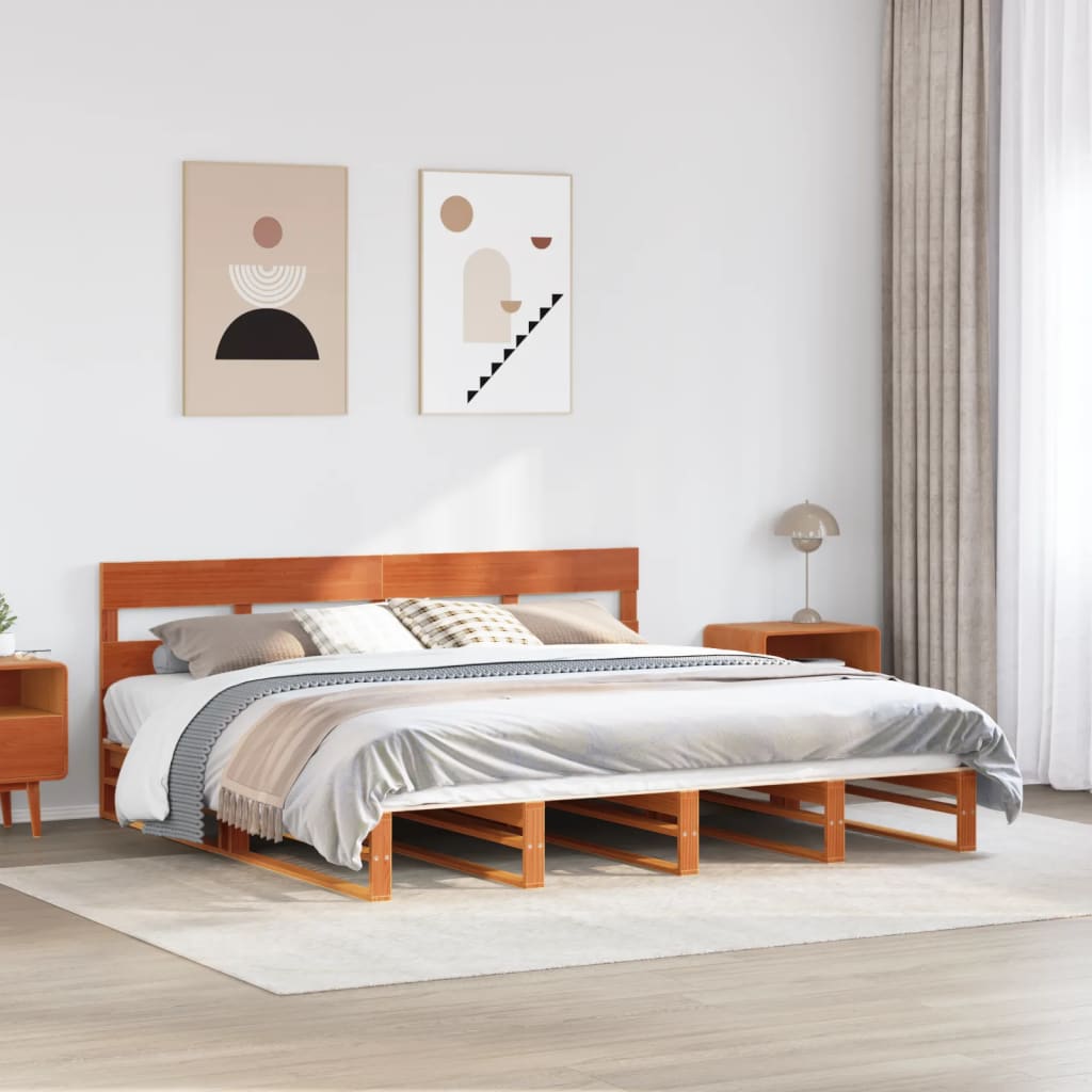 JUNG Vida Massivholzbett ohne Matratze Wachsbraun 180x200 Kiefernholz