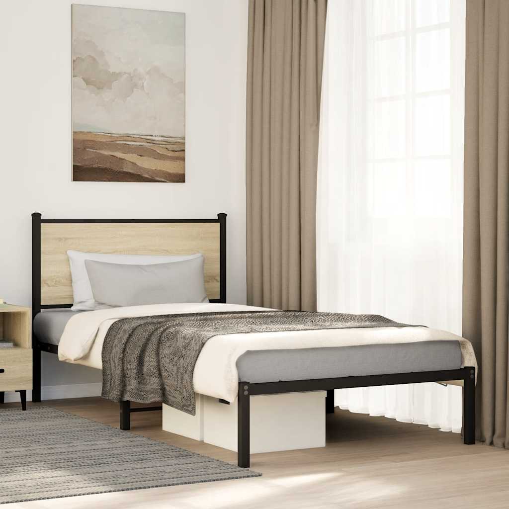 JUNG Vida Metallbett ohne Matratze Sonoma-Eiche 100x190 cm