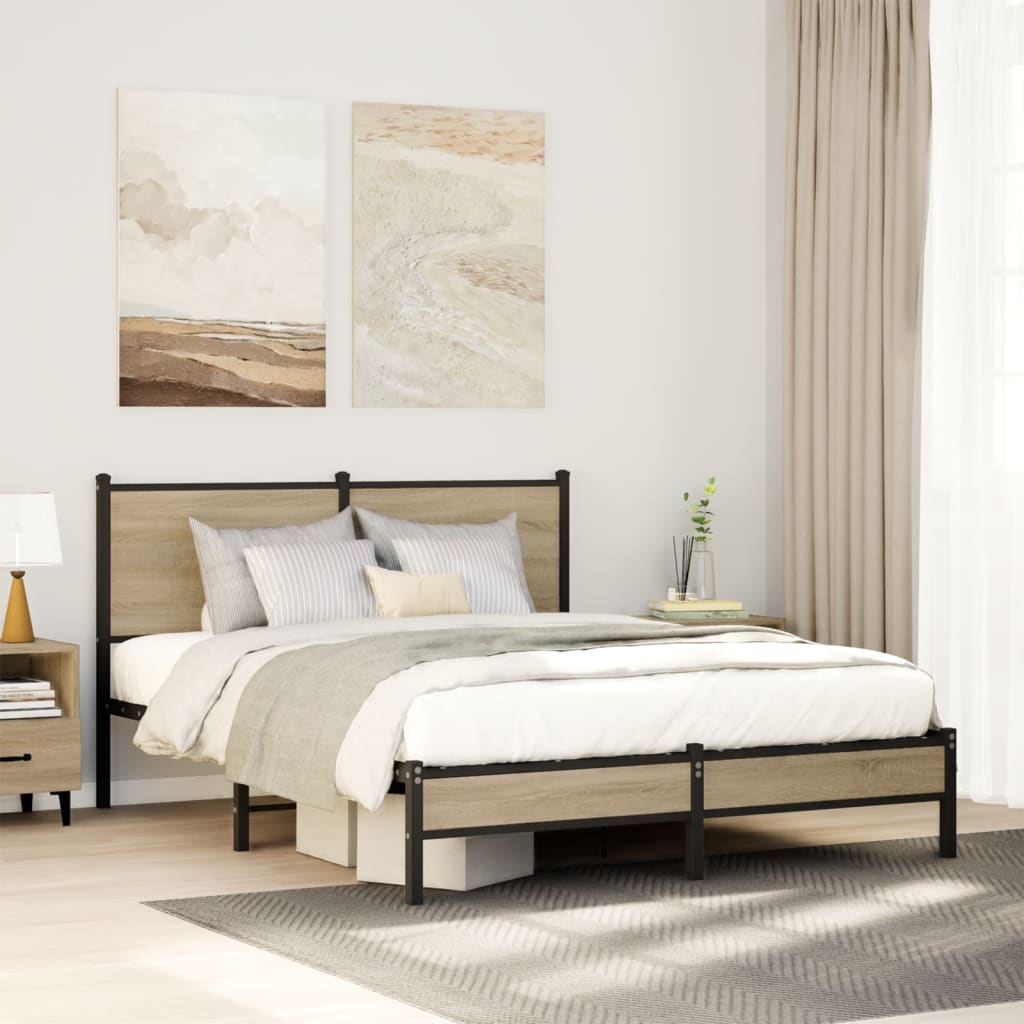JUNG Vida Metallbett ohne Matratze Sonoma-Eiche 150x200 cm