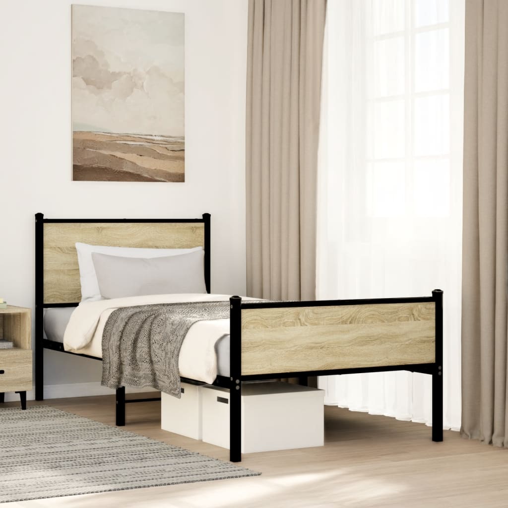 JUNG Vida Metallbett ohne Matratze Sonoma-Eiche 75x190 cm