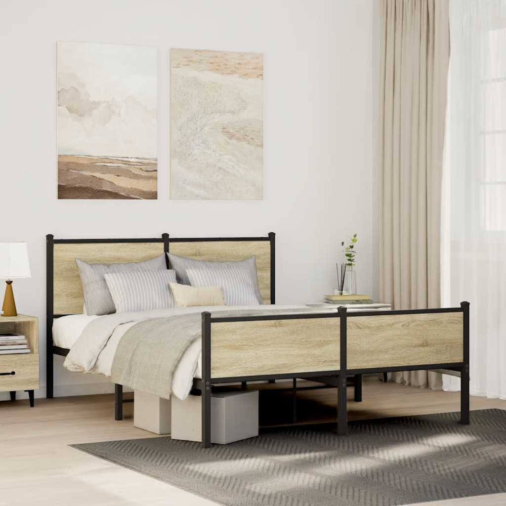 JUNG Vida Metallbett ohne Matratze Sonoma-Eiche 140x190 cm