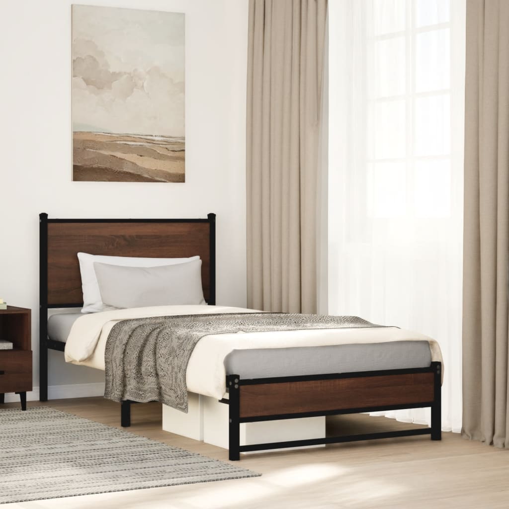 JUNG Vida Metallbett ohne Matratze Braun Eichen-Optik 80x200 cm