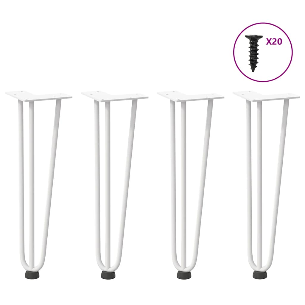 JUNG Vida Haarnadelbeine für Couchtisch 4 Stk. Weiß 42 cm Massivstahl