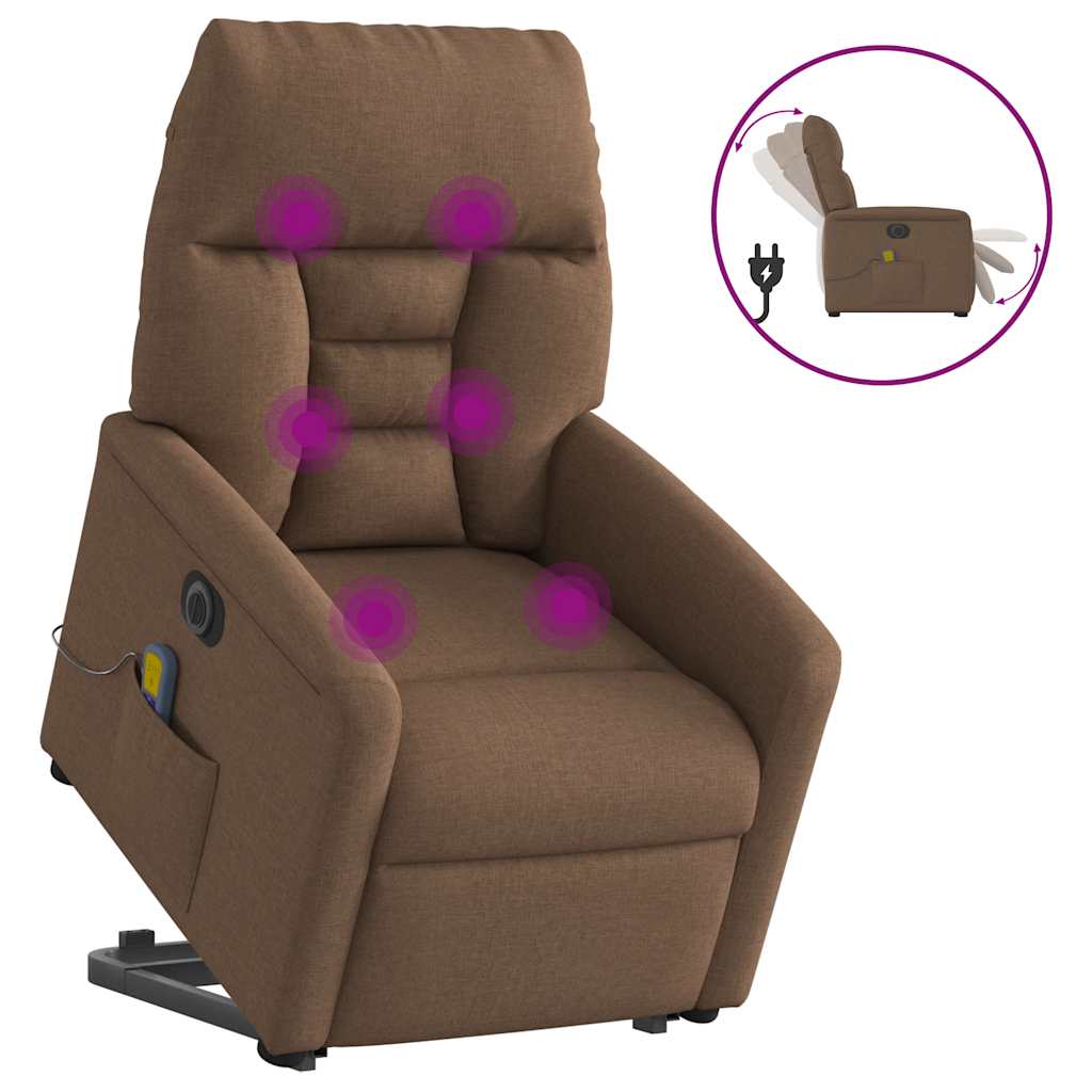 JUNG Vida Elektrischer Massagesessel mit Aufstehhilfe Braun Stoff