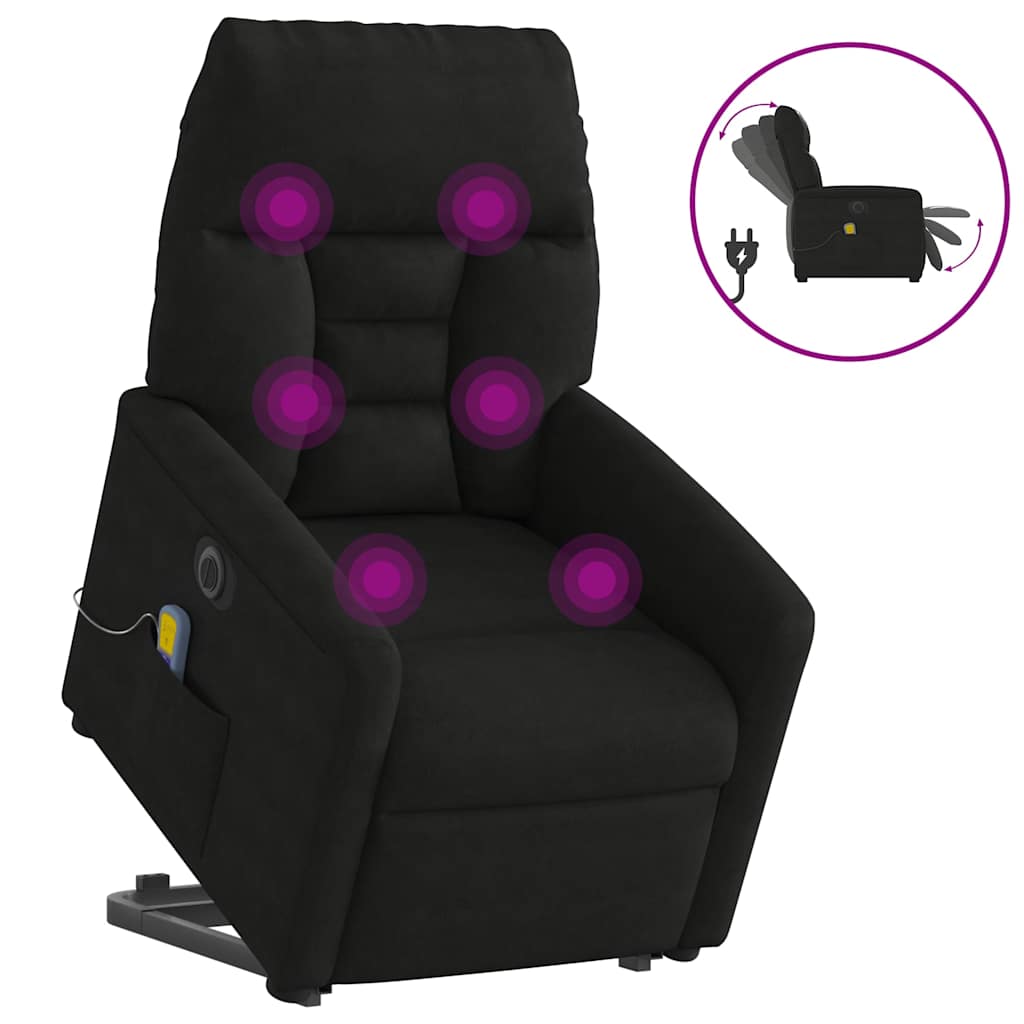 JUNG Vida Massagesessel Aufstehhilfe Elektrisch Schwarz Mikrofasergewebe