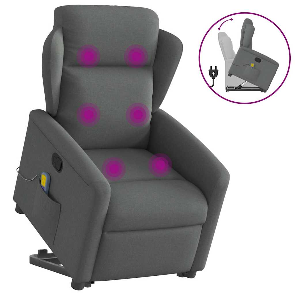 JUNG Vida Massagesessel mit Aufstehhilfe Dunkelgrau Stoff