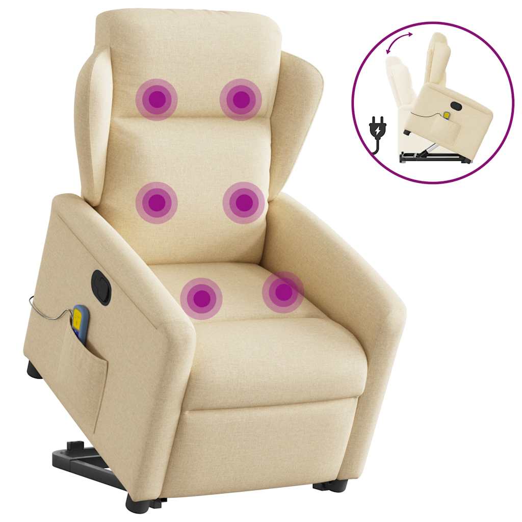 JUNG Vida Massagesessel mit Aufstehhilfe Creme Stoff