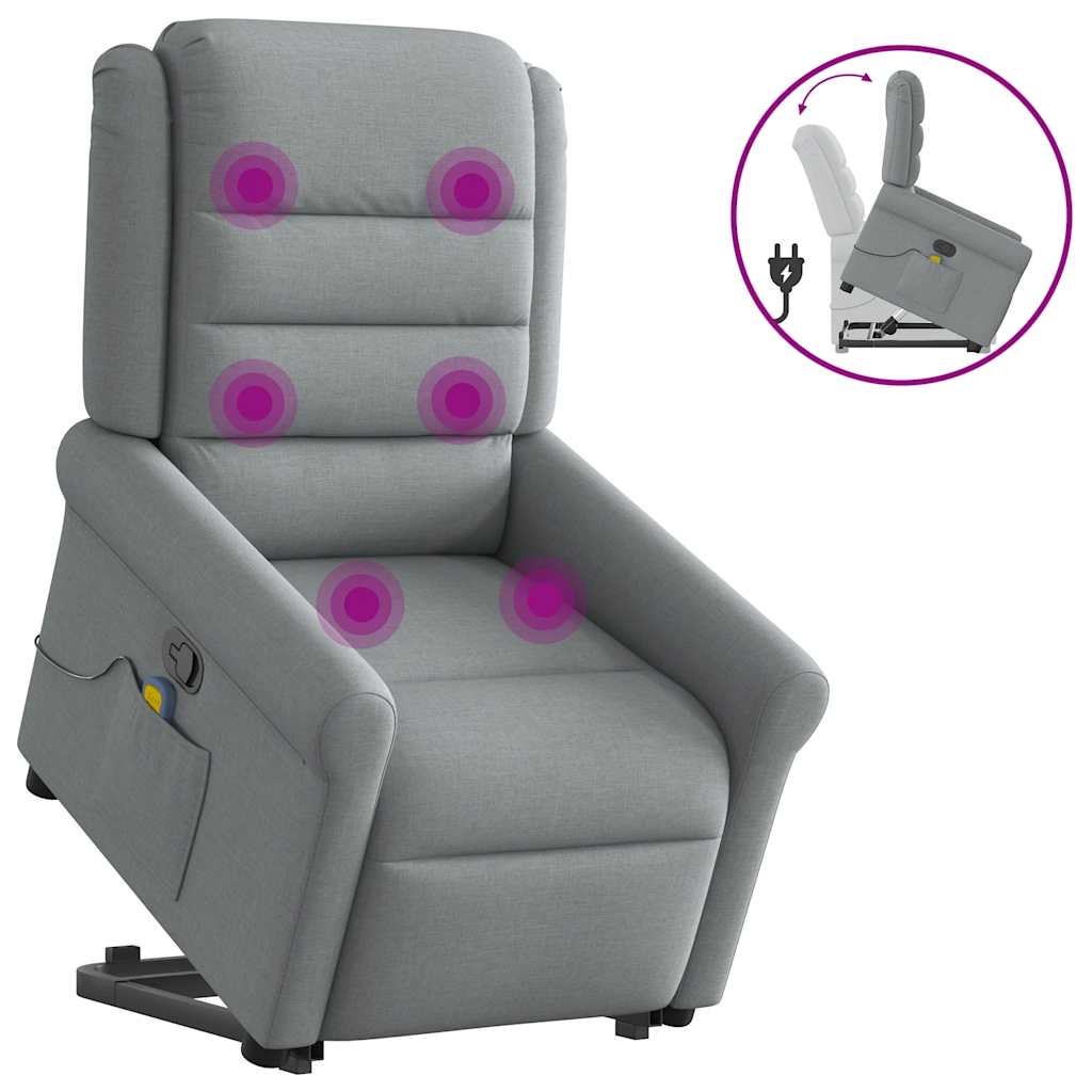 JUNG Vida Massagesessel mit Aufstehhilfe Hellgrau Stoff