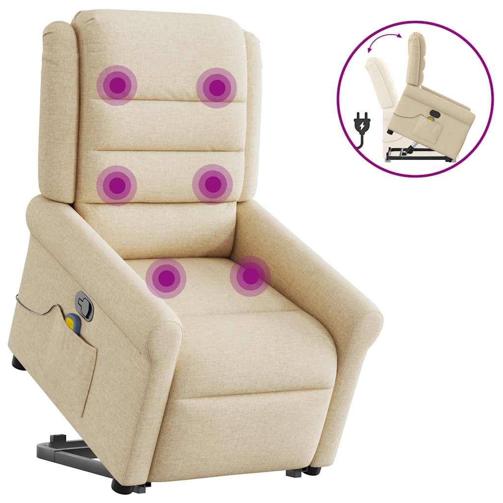 JUNG Vida Massagesessel mit Aufstehhilfe Creme Stoff