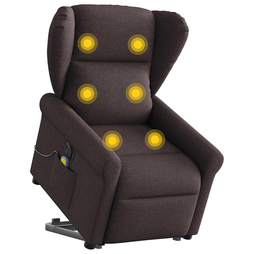 JUNG Vida Elektrischer Massagesessel mit Aufstehhilfe Dunkelbraun Stoff