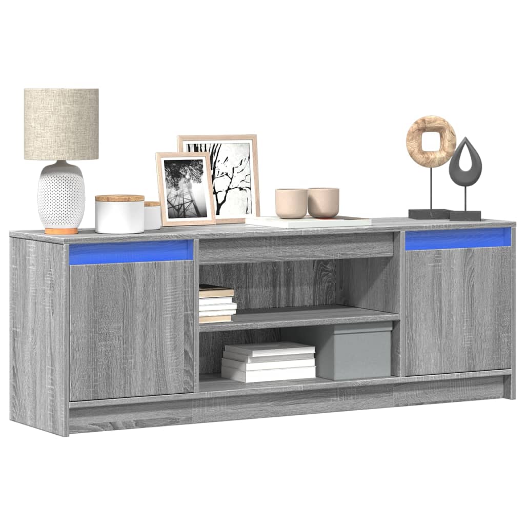JUNG Vida TV-Schrank mit LED-Beleuchtung Grau Sonoma 139,5x34x50 cm