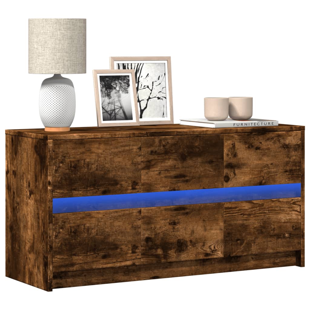 JUNG Vida TV-Schrank mit LED-Beleuchtung Räuchereiche 100x34x50 cm
