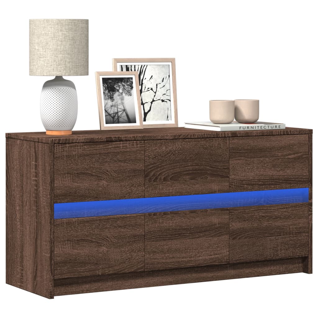 JUNG Vida TV-Schrank mit LED-Beleuchtung Braun Eichen-Optik 100x34x50 cm