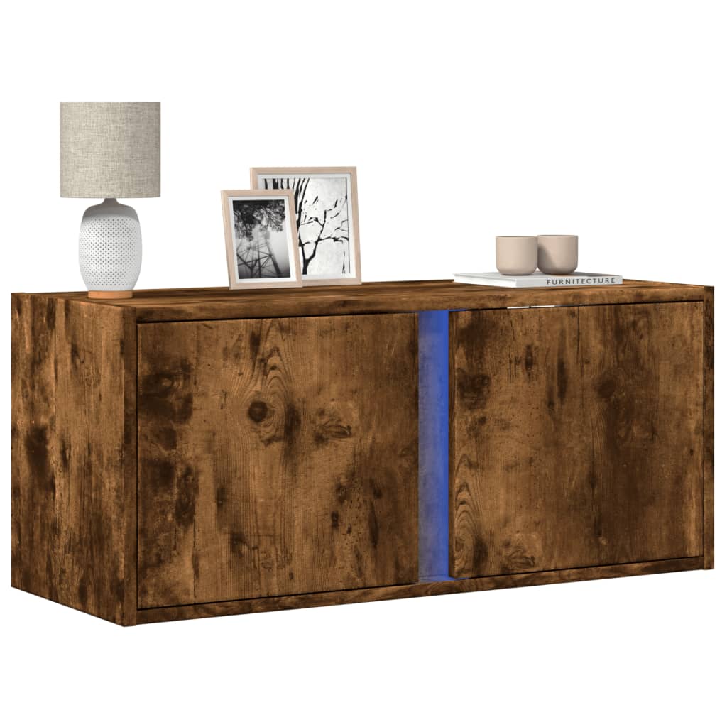 JUNG Vida TV-Wandschrank mit LED-Beleuchtung Räuchereiche 80x31x35 cm