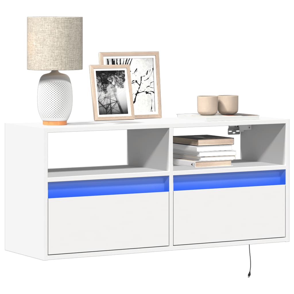 JUNG Vida TV-Wandschrank mit LED-Beleuchtung Weiß 100x31x45 cm